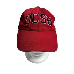 UCSB Red Cotton Canvas Dad Cap Hat One Size Adult Adjustable Cali Santa Barbara